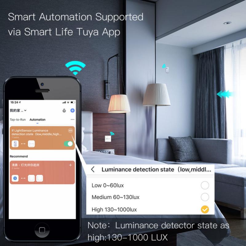 Smart Home Wifi Light Sensor Smart Illuminance Sensor Brightness Detector Linkage Control Sensor APP Tuya Smart Life Control
