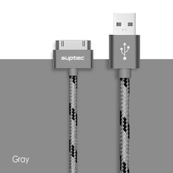 Suptec voor iphone 4 4s 3gs 3g ipad 1 2 3 ipod nano touch 30- pins usb-kabel snel opladen originele opladeradapter datasynchronisatiekabel: Grijs / 100cm