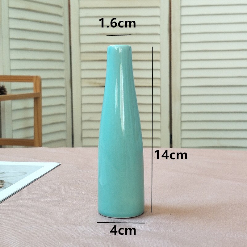 1pc Mini Ceramic Vase Desktop Small Flower Arrangement Living Room Bedroom Hydroponic Porcelain Bottle Home Decor: Blue