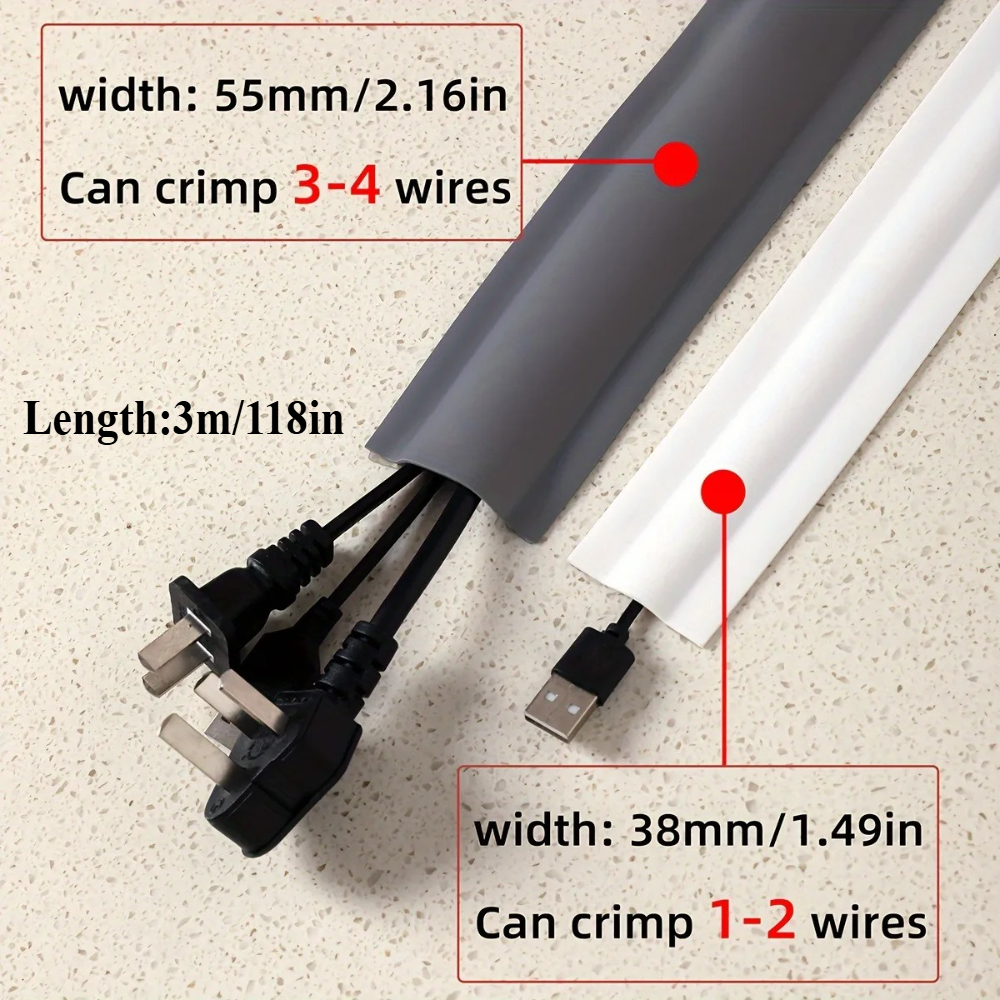 1PC 3M PVC Surface Mounted Self-Adhesive Cable Tray Ground Anti Stepping Cover Decorative Surface Exposed Wire Conduit