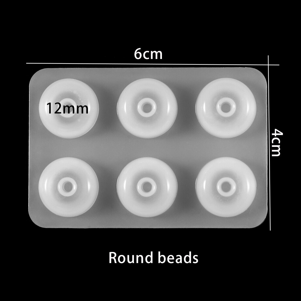 1Pc Platte Bal Kralen Epoxyhars Mallen Big Hole Bead Siliconen Mal Fit Voor Ketting Armband Diy Hars Sieraden maken Accessoires: Round 12mm