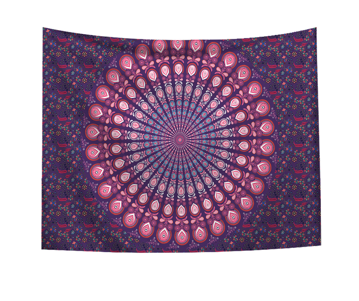 Tapestry Hippie Sprei Muur Opknoping Strandlaken Indiase Yoga Mat Decor Twin: Deep Purple