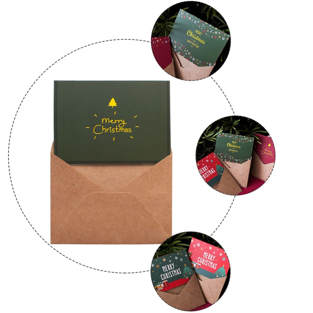 12 Pcs Retro Christmas Greeting Cards Printed Merry Christmas Blessing Christmas