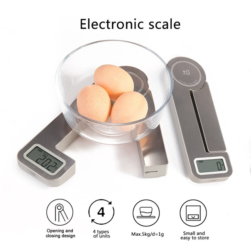 Stainless Steel Folding Scale Compact Electronic Kitchen Scale Portable Home Food Weighing Coffee Scale
