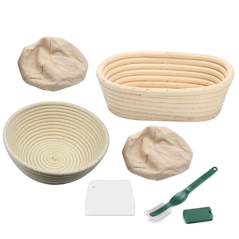 Banneton-cesta de pan a prueba de agua, con revestimiento extraíble y Raspador para panadero, 6 uds.