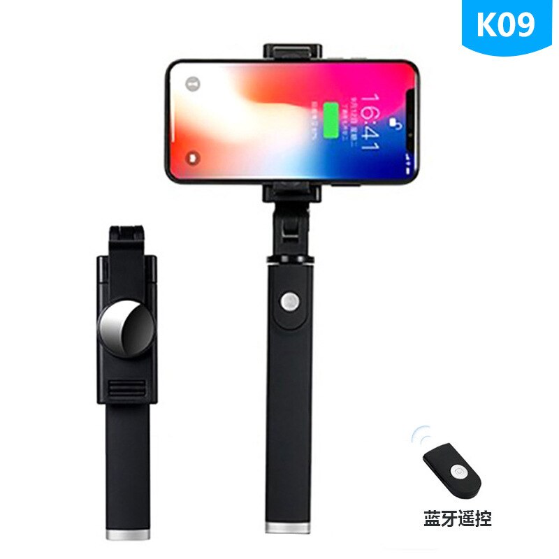 Ilict Model K05 Bluetooth Selfie Stick trípode Live Photo Shoot Selfie Stick Bluetooth Remote: K09 Black and White with Pattern Comes with Bluetooth Remote