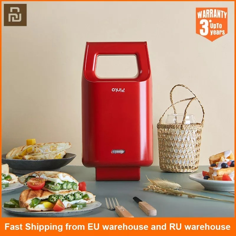 Xiaomi-Mini sandwichera Mijia Pinlo, máquina de desayuno, tostadora eléctrica, horno, plato , pan, tortitas, Multi Cocina