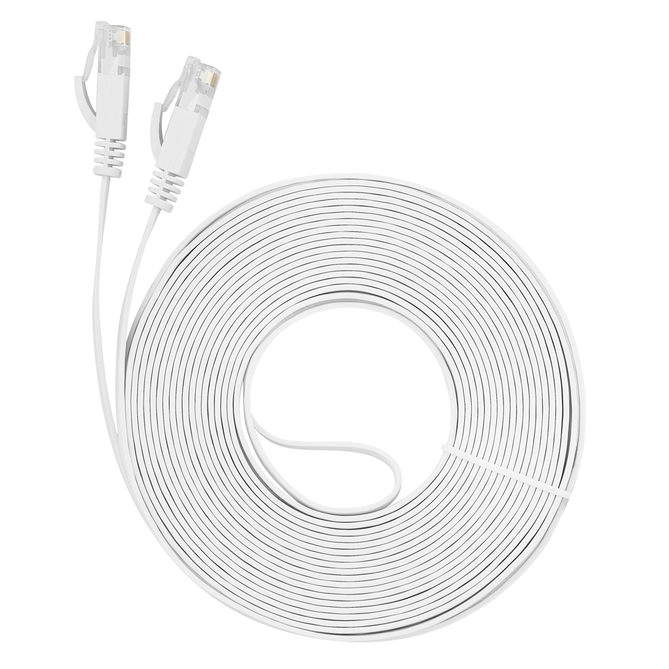 Bochara Flat CAT-6 cavo Patch Ethernet di rete RJ45 per Modem Router LAN rete connettore RJ45 50cm 1m 2m 3m 5m 10m 15m: White / 2m