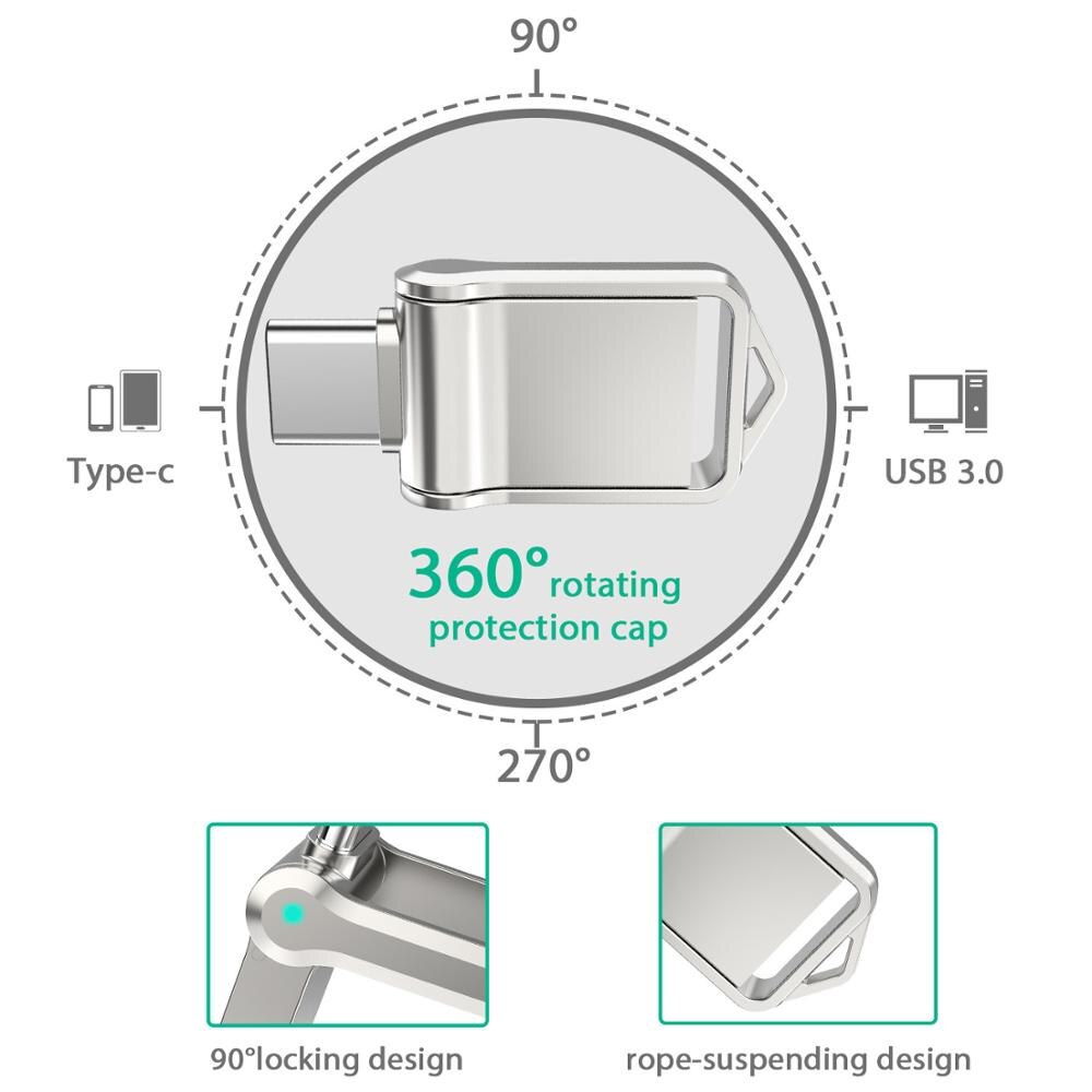 Topesel Mini 32Gb 64Gb 128Gb Type C Ultra Dual Usb 3.0 Flash Drive Memory Stick Stick U Disk