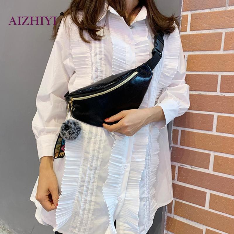 Teenager Girls Solid Color Waist Fanny Packs Female Women Casual Zipper Plush Shoulder Chest Bags