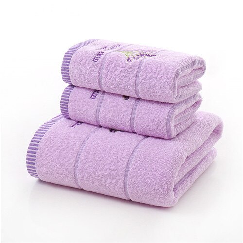 2 Stks/set 100% Katoen Lavendel Handdoek Set Een Stuk 70*140Cm Badhanddoek Een Stukken 34*75cm Gezicht Handdoeken Cadeau Handdoek Badkamer Set: purple