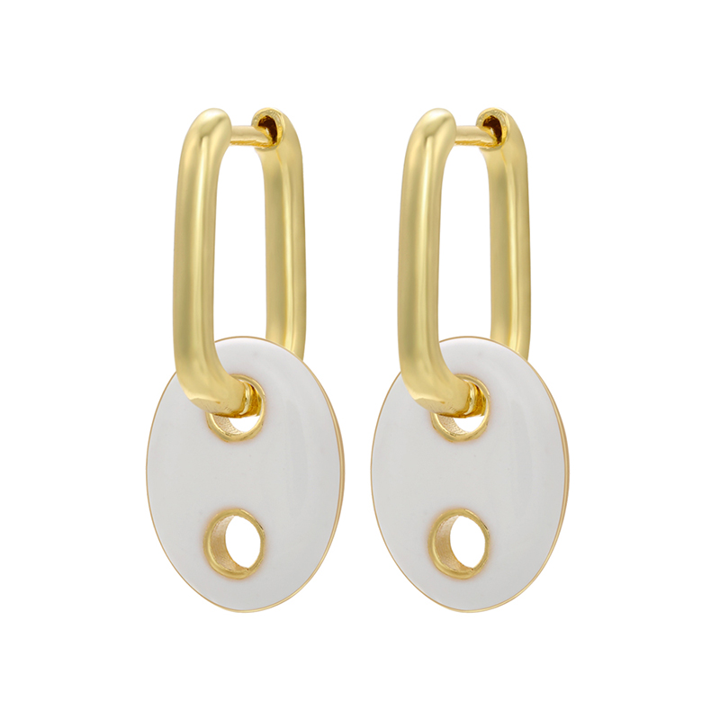 Zhukou Emaille Varken Neus Hoop Oorbellen Zomer Rijke Olieverfschilderij Kleur Vrouwen Kleine Hoepel Oorbellen Sieraden VE385: white