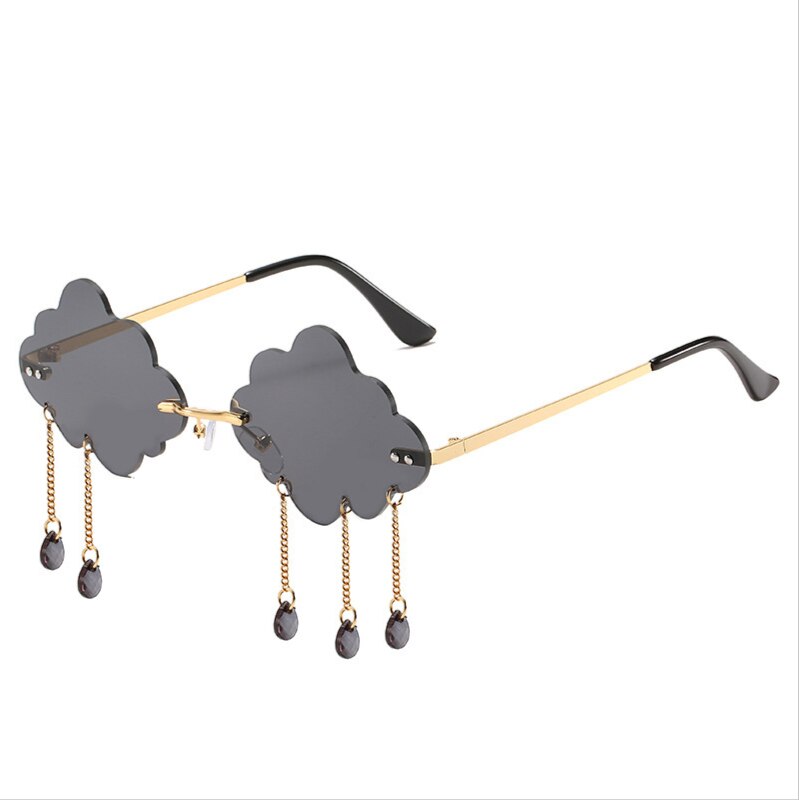 Nube de lluvia de gafas de alto perfil de tendencia de de calle, de tipo click gafas de sol sin marco de lente gafas de sol: C1 Black