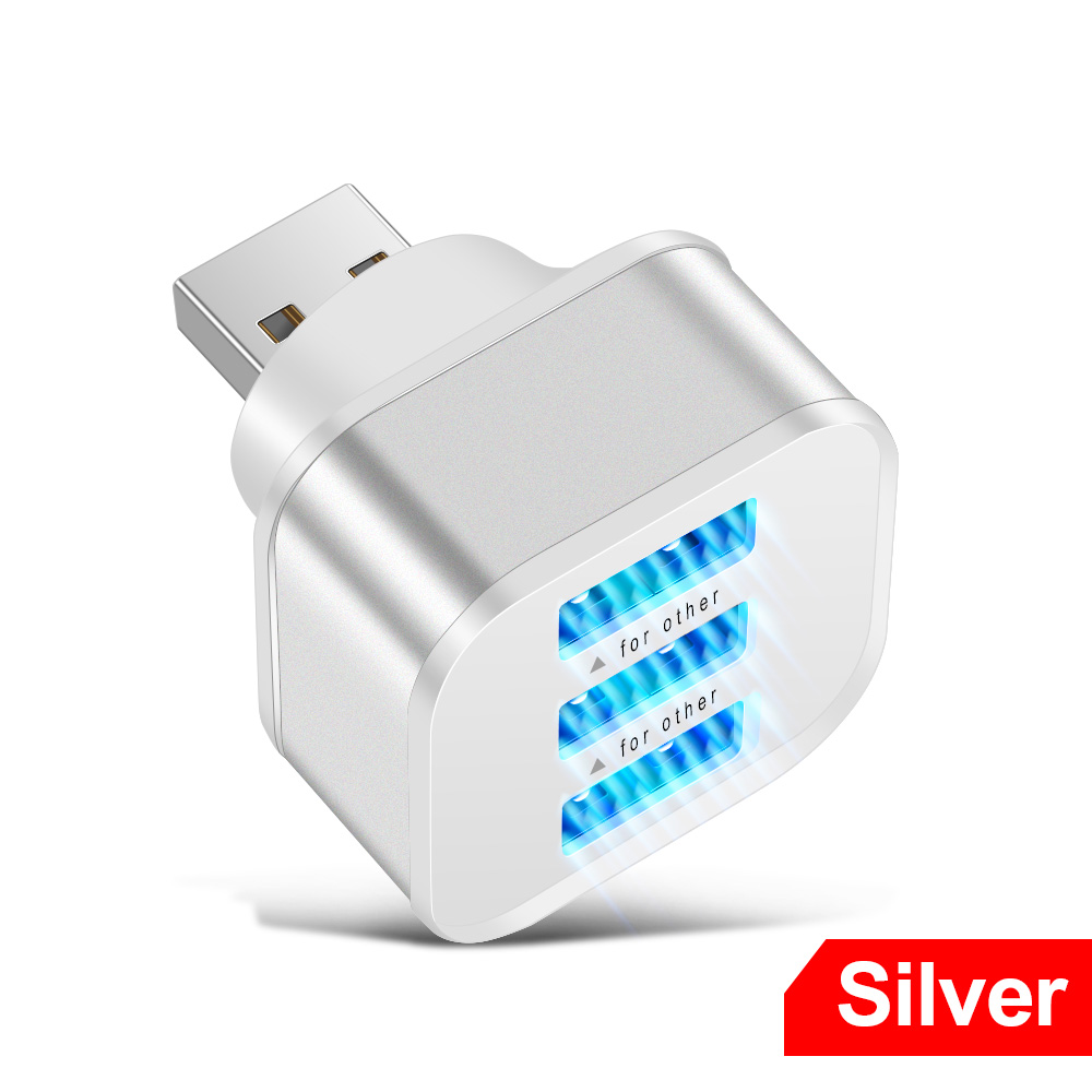 Extension USB 3 ports USB2.0 HUB, Charge rapide, séparateur USB, Interface Multiple, extension USB pour voiture, téléphone, tablette, adaptateur de chargeur pour ordinateur portable: WHITE