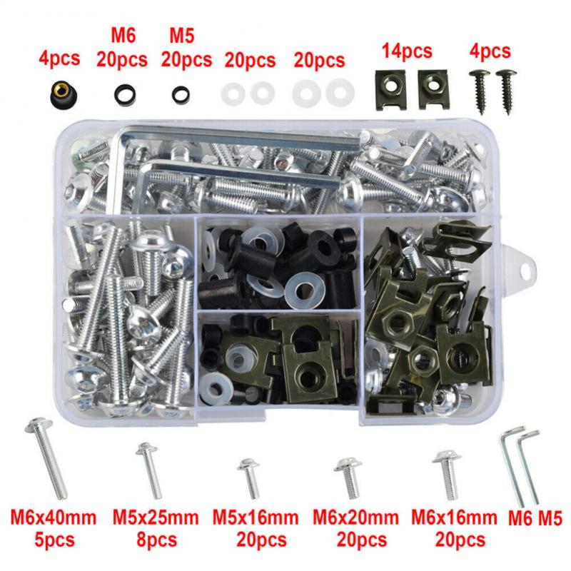 ANCLLO 177-teiliges Motorrad Verkleidungs Set - Goldfarbene Befestigungsclips Karosserie