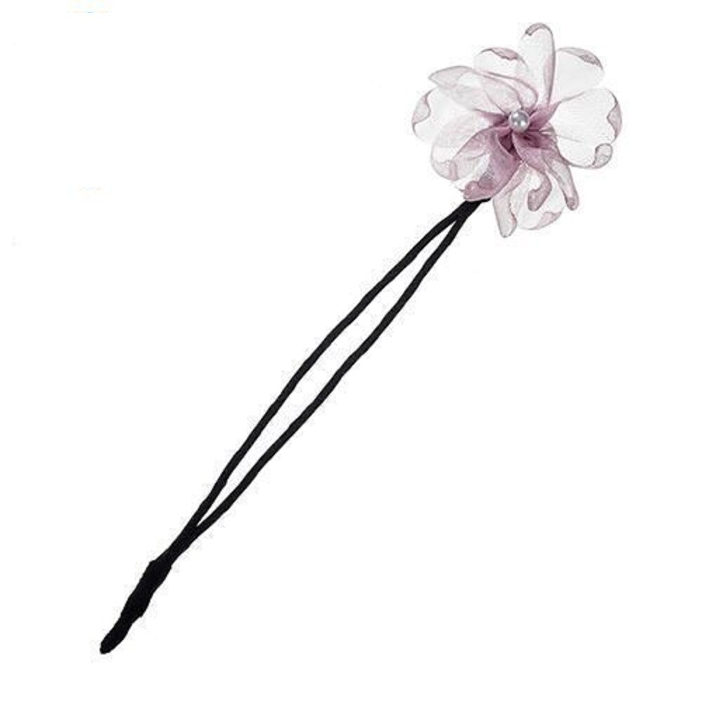 Flower Hair Accessories Magic Bun Maker Girl Donut Quick Messy Women Pearl Hair Bands French DIY Hairstyle Headband Braider: Purple