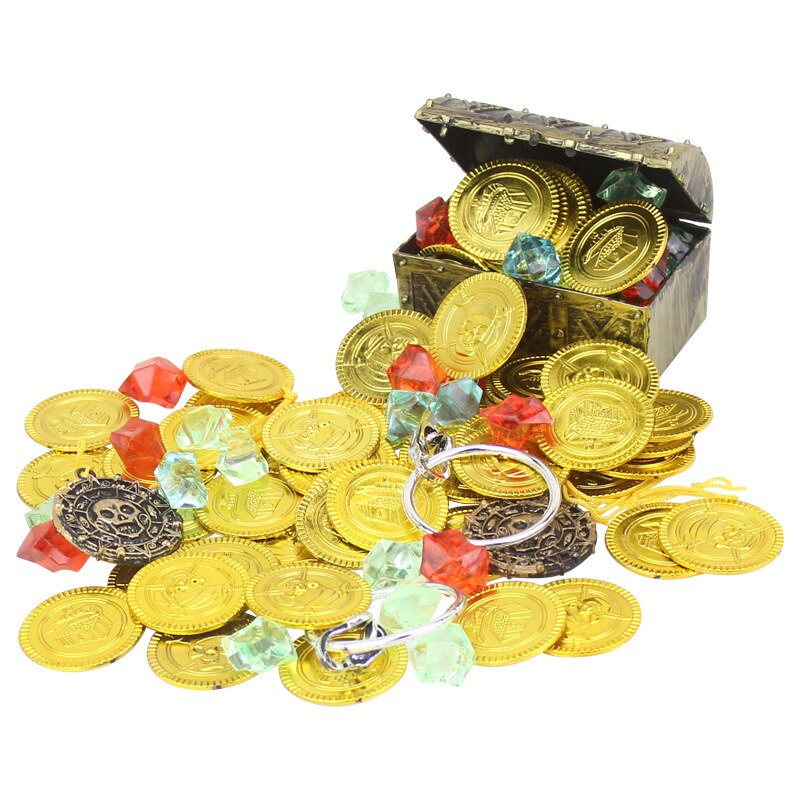 60 Pcs Pretend Spielen Nautical Pirate Schatz Spielzeug Piraten Schatz Jagd Spiel Gold Münze Edelstein One-eyed Teleskop Requisiten junge Spielzeug