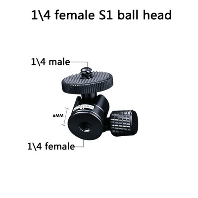 Rótula de bola de trípode hembra de 1 \ 4 cabeza de bola de cámara de bolsillo, mini luz, palo selfie para teléfono de aluminio de aviación, adaptador de tornillo M8: 1 piece S1