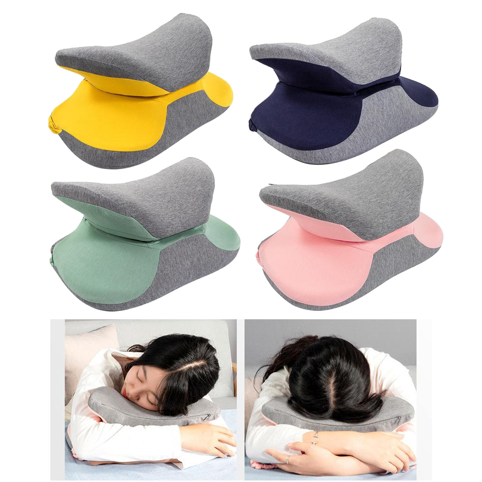 Travel Pillow Memory Foam Neck Pillow Support Pillow Portable Compact &amp; Lightweight Nap Pillow for Office Sleeping Rest Cushion