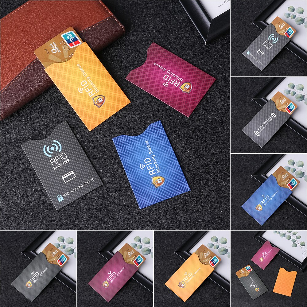 porte-monnaie Anti RFID, 5 pièces, serrure à manches, couvercles de Protection pour carte bancaire