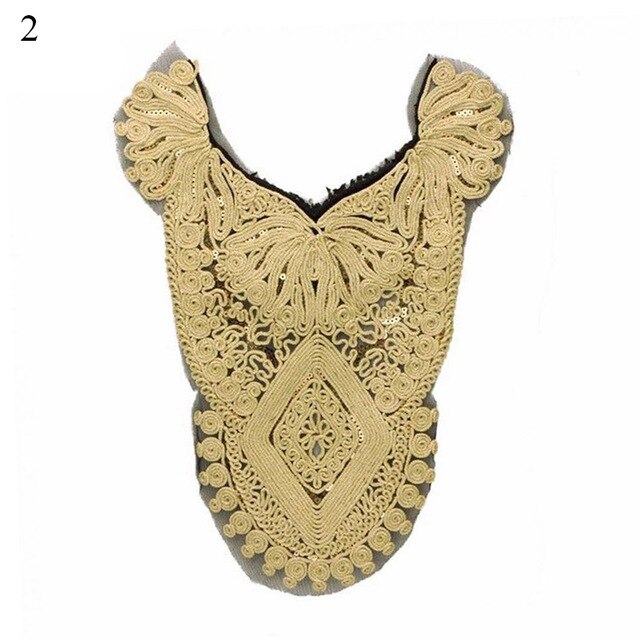 Kobiety dekolt haftowane szyi wykończenia koronki fałszywy kołnierz etniczne z pałąkiem na szyję Collarband szycia na łaty robić naszycia DIY Wykonany ręcznie wykończenia: 2