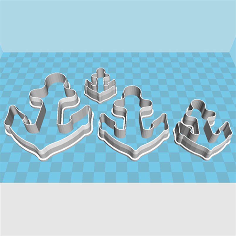 Vier specificaties Cartoon Ankerketting Grafisch scheepsanker, plastic mal, cakefondanthulpmiddelen, koekjessushi- en fruitsnijders