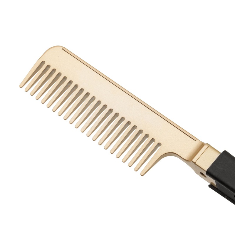 Peigne chauffant en métal, fer à friser Portable, lisseur de cheveux en cuivre, brosse à lisser, fer à friser plat pour voyage