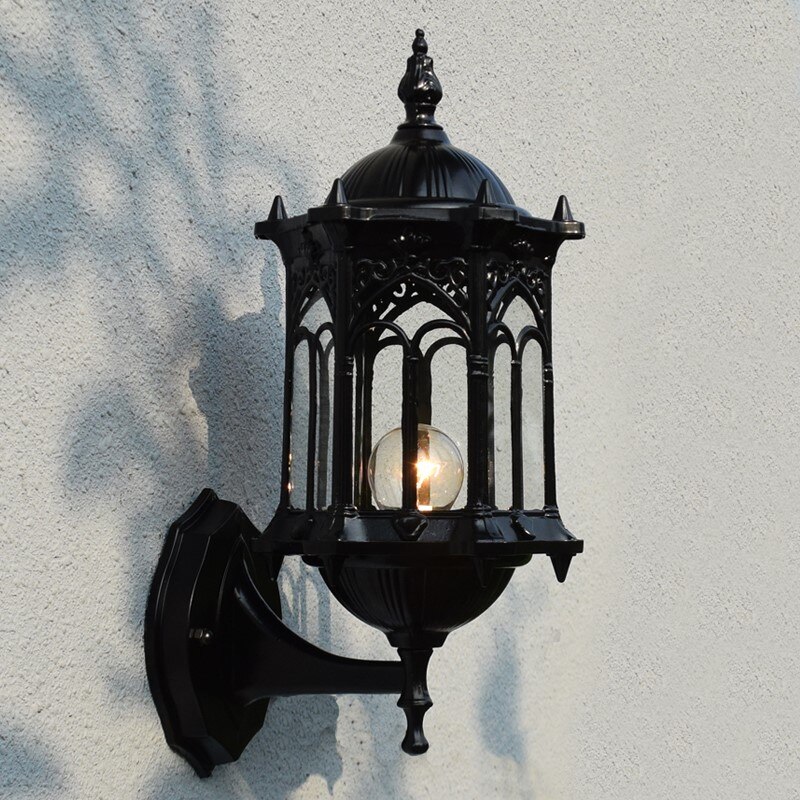 Europeisk stil utendørs retro liten håndverk aluminium rustsikker vegglampe, restaurant hage balkong vanntett villa hagelys
