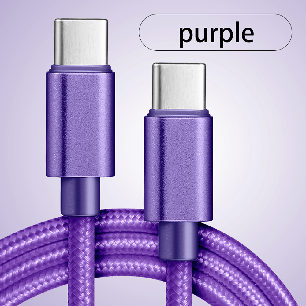 66w 5a usb c till typ c snabbladdningskabel usb typ c till typ-c flätad nylonadapterkabel för snabbladdning 1m 2m 3m: Lila / 1m