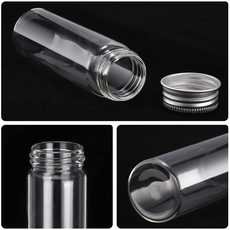 5pcs 5ml-30ml transparent glass bottle with silver aluminum cap storage cans empty bottle party decoration sealed well