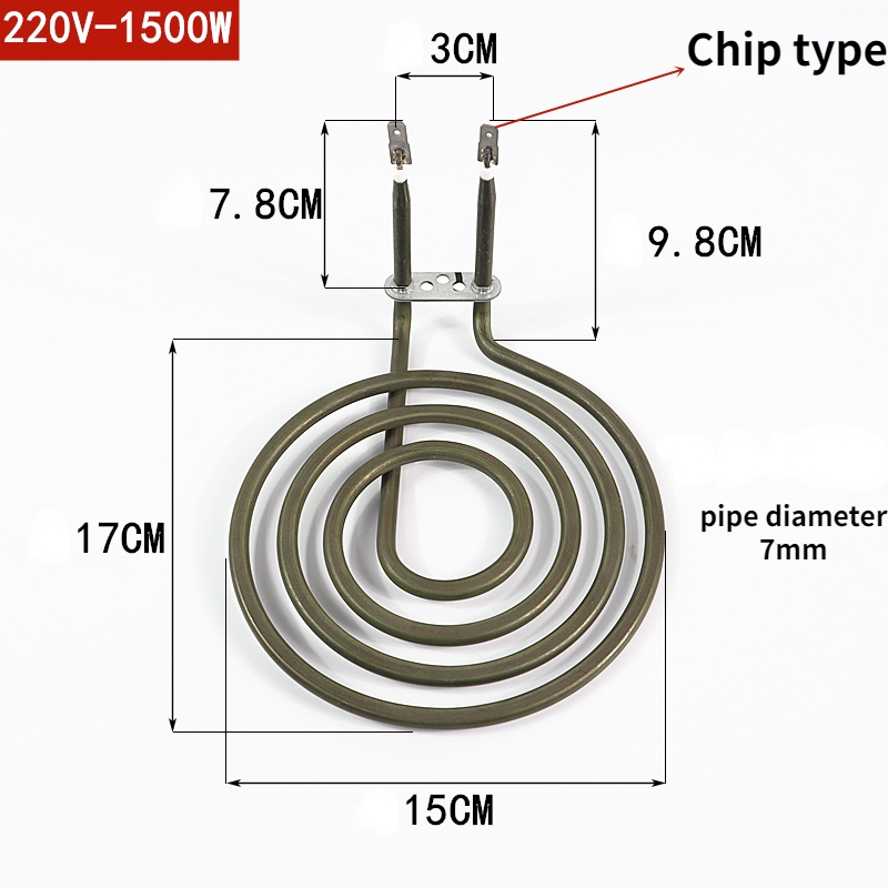Élément chauffant de remplacement pour table de cuisson, poêle, four, rôtissoire, friteuse à air, Eva de surface, chauffage tubulaire électrique, 1000W-1800W: Bleu