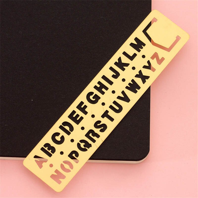 1pc vintage hul metal lineal kawaii bogstav nummer bogmærke linealer skabelon lineal til børn skole & kontorartikler: Alfabet stil