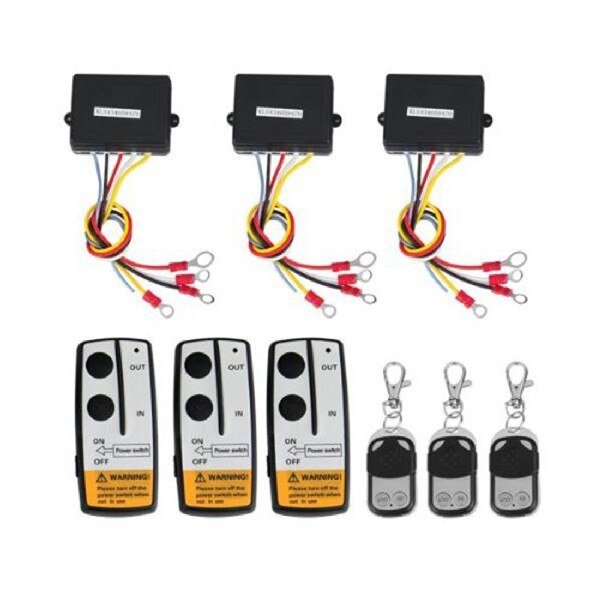 Marsnaska 3 Wireless Winch Remote Control Set Kit 12V For Truck Jeep SUV ATV