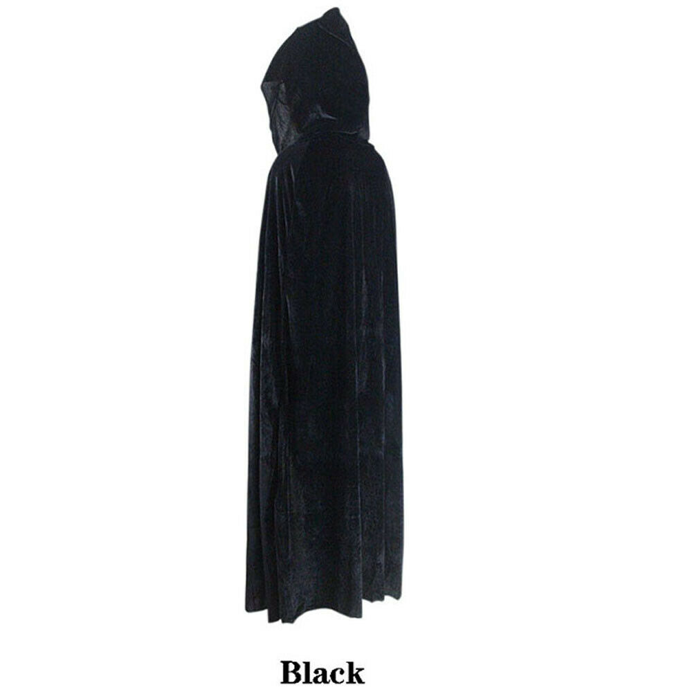 Vampire Cape Medieval Hooded Robe Cosplay Costumes Halloween Adult Children Black Cape Show Party Witch Elf Cape: M / Beige