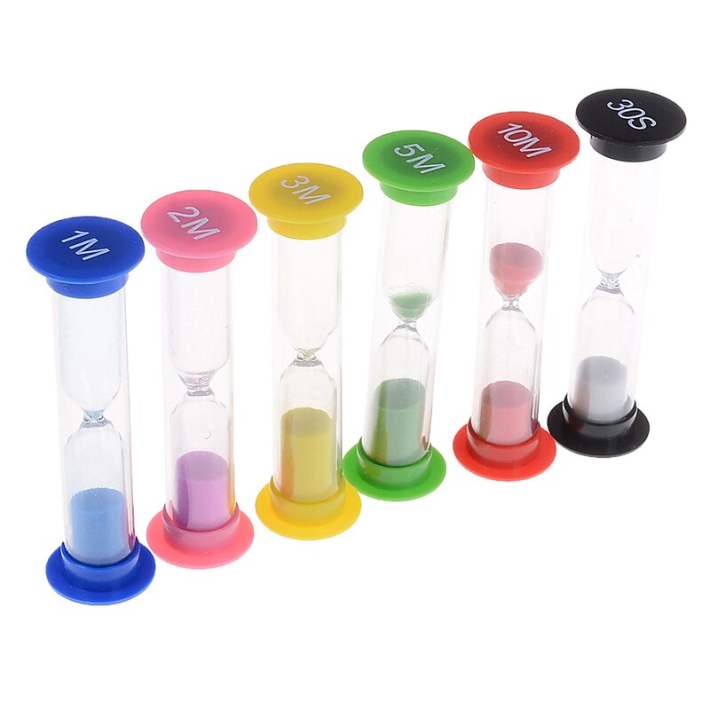 6pcs 30 s/1/2/3//5/10 minuten Kleurrijke Zandloper Zandloper Zand Klok Timers Zand timer