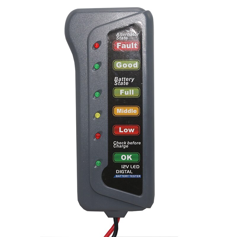 1 Pcs Mini 12V car battery tester LCD digital alternator 6 LED lights display system analyzer Motorcycle inspection tool