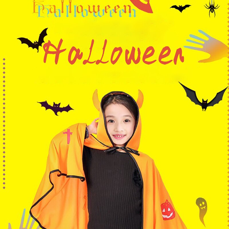 1 Pc Kids Halloween Party Kit Hoed Mantel Cape Gewaad Childs Hooded Cape Jurk Kostuum Cosplay Halloween Party