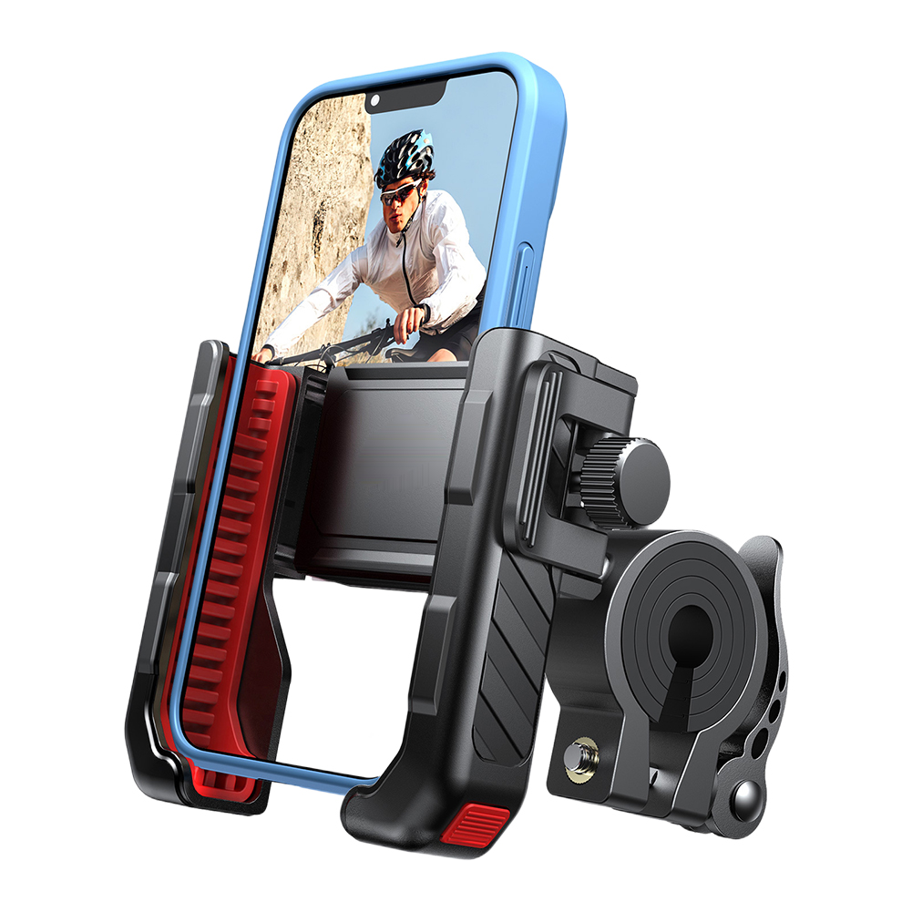 Metalen fietstelefoonondersteuning Schokbestendige fietstelefoonhouder 360 graden aanpassing Fietstelefoonondersteuning voor mobiele telefoon 4,7-7 inch
