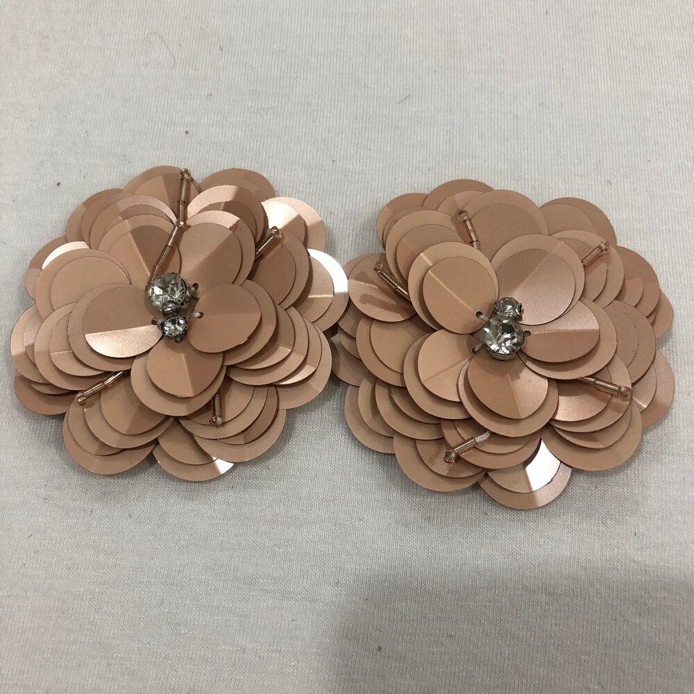Grands patchs de couture faits à la main de champagne mat de fleur de paillettes pour des accessoires de vêtement de sacs de chaussures, fabrication d&#39;artisanat
