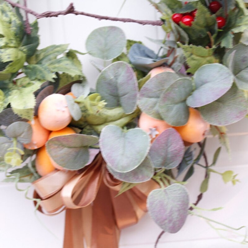 Autumn Harvest Decoration Garland Wreath Artificial Fruit Leaves Door Ornaments