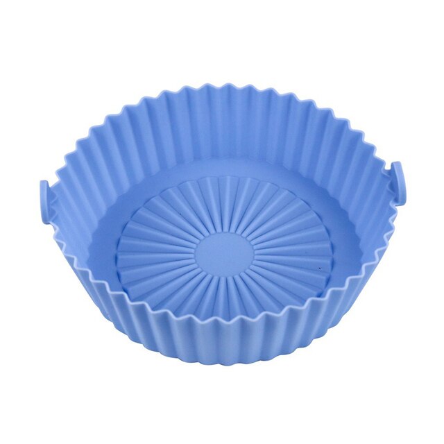 Silicone Pot For Airfryer Reusable Air Fryer Accessorie Baking Basket Pizza Plate Grill Pot Kitchen Cake Cooking Baking Tool: Blue