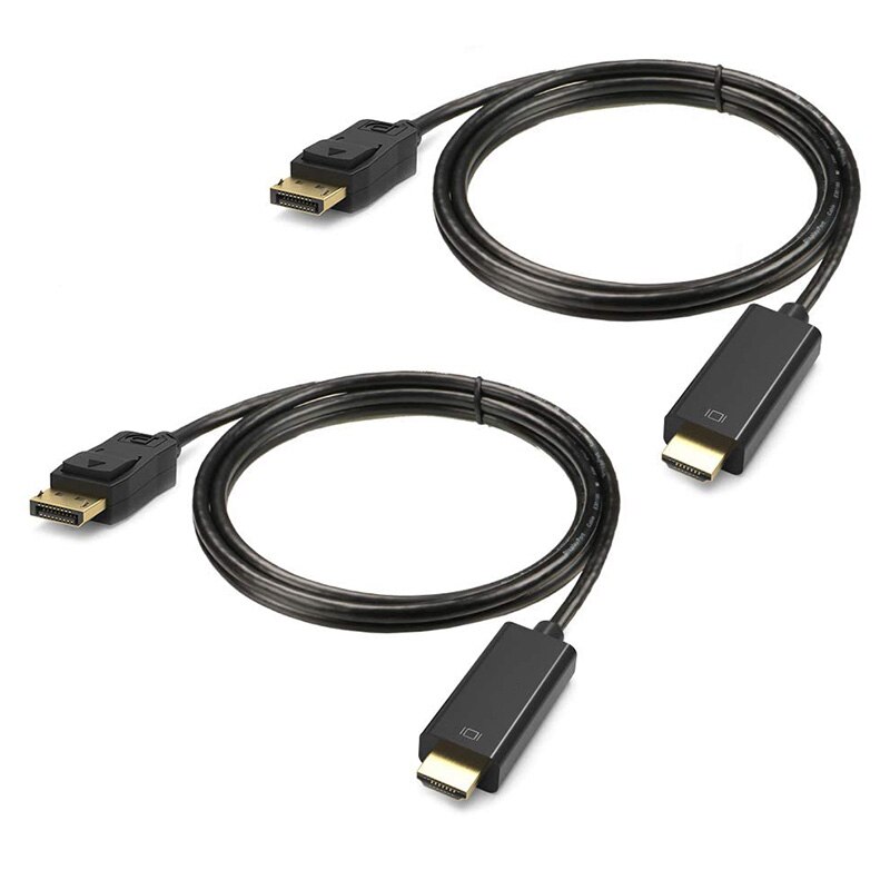 Displayport Naar Hdmi Kabel 2-Pack, Dp Naar Hdmi Adapter Man Op Man Voor Pcs Naar Hdtv, monitor, Projector Met Hdmi-poort: Default Title