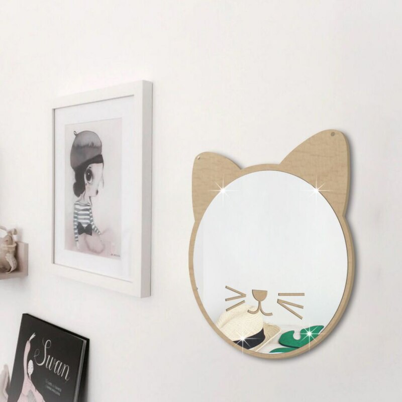 Children's Cartoon Decorative Mirror Bathroom Baby Room Cute Wood Acrylic Frame Home Art Wall Decoration