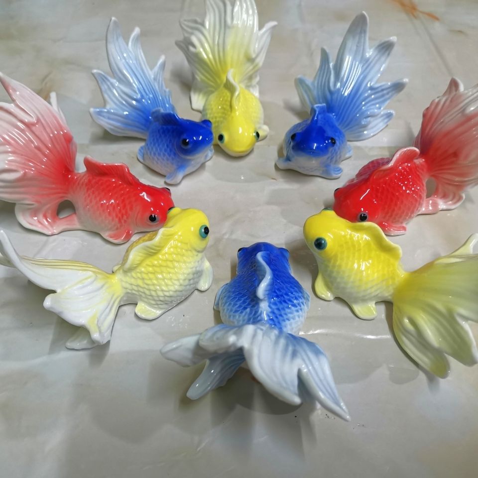 Ceramic Goldfish 3D Wall Decoration Ornaments Tea Art Tea Pet Ornaments Fish Tank Landscaping Statue Sculpture Home Decore