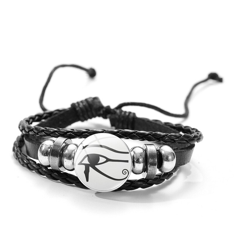 Vintage Ägyptischen Götter Power Auge Leder Armbänder Auge Von Horus Symbol Glas Kunst Multi-schicht Armreifen für Frauen Männer schmuck: style 13