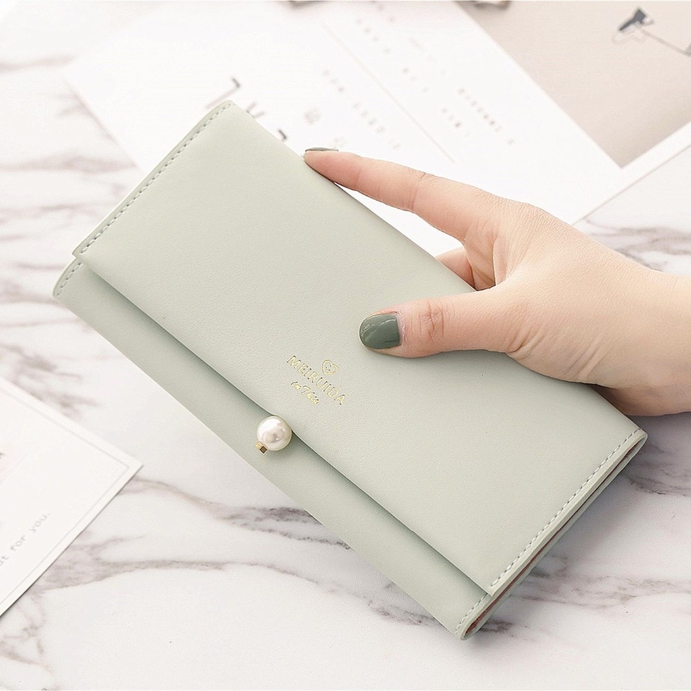 ! Women Long Wallet Casual Pearl Hasp Wallet Clutch Bag Card Holders Handbag