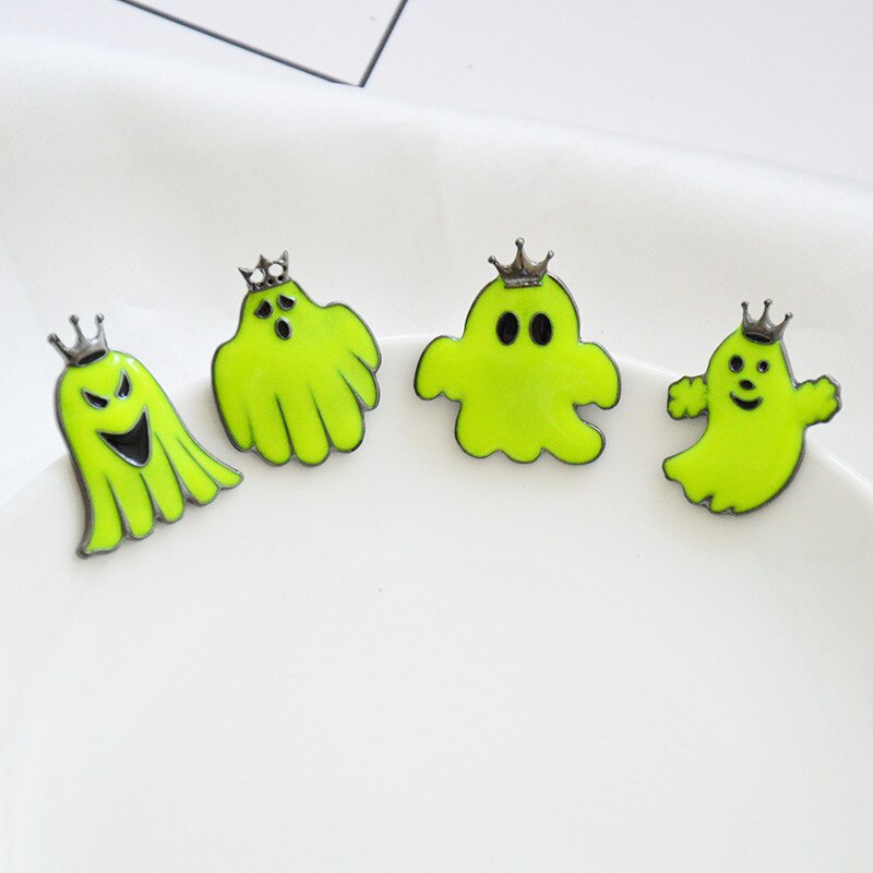 Schattige lichtgevende spookspelden en broches halloween revers kroon hoeden rugzak badge kinderen volwassenen jeans jas jas decoratie sieraden