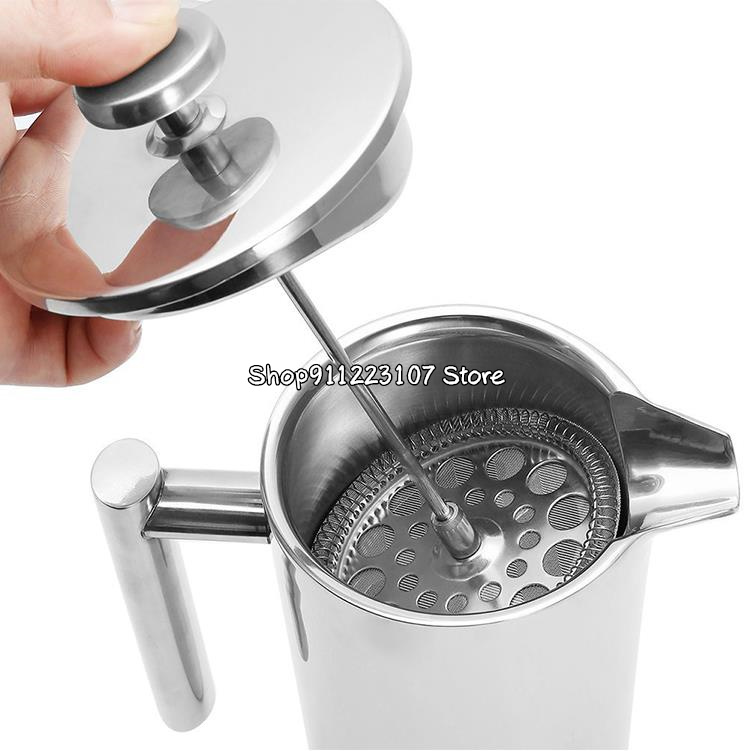Cafetera francesa de acero inoxidable, máquina de café de doble pared de , con filtro, 350ML