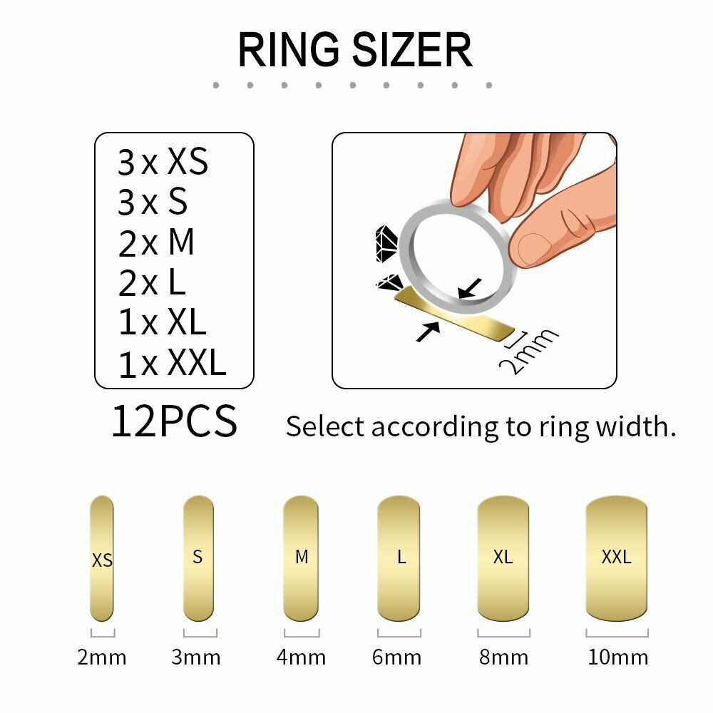 12PCS Silicone Invisible Ring Size Adjuster Reducer Ring Sizer Fit Any Rings