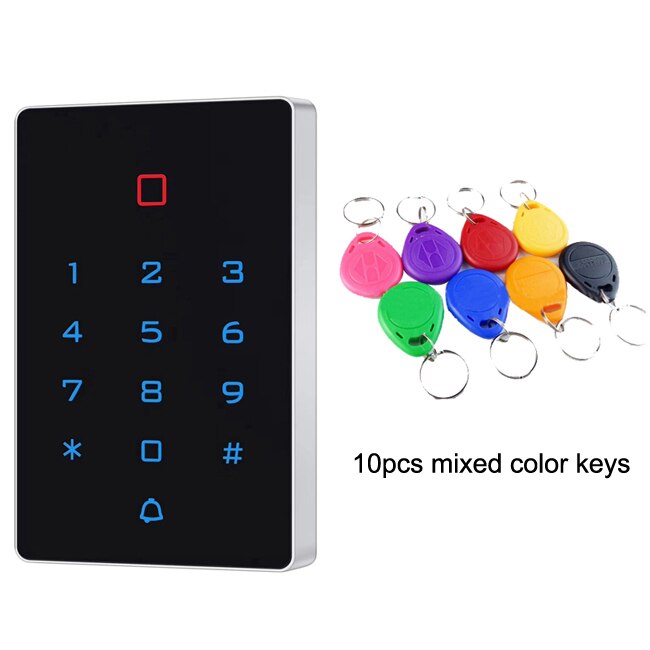 125khz RFID Backlight Touch Card Access Control keypad EM card reader wiegand 26 input&amp;output Anti-disassembly Alarm: AC and 10 color Key